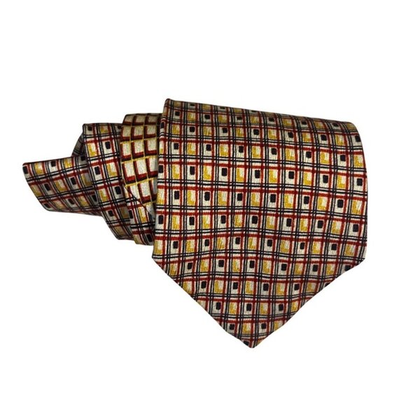 Structure 100% Silk Geometric Pattern Tie Multicolor USA 4" wide 57" long - Picture 1 of 6